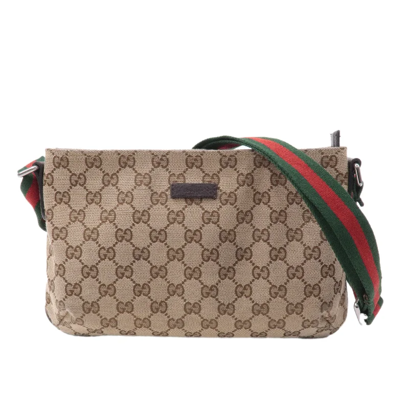 Women Gucci crossbody bags with a keychain holderGUCCI Sherry GG Canvas Leather Crossbody Shoulder Bag 189749