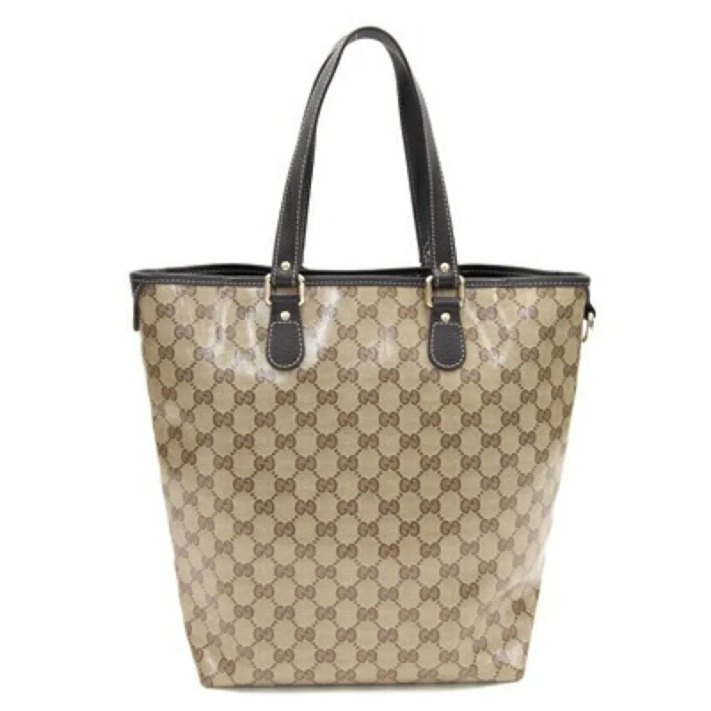 Women Gucci Sylvie bags featuring the signature web stripeGUCCI tote bag GG crystal 265693 dark brown beige PVC leather ladies