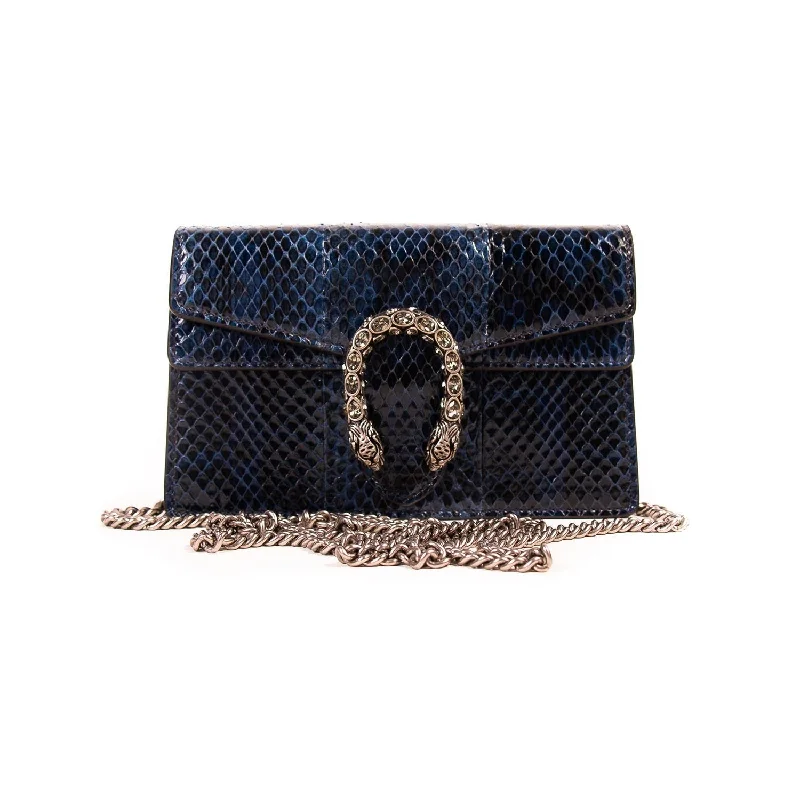 Ladies Gucci Dionysus bags with a chain - link shoulder strapGucci Dionysus Snake Skin Super Mini Bag