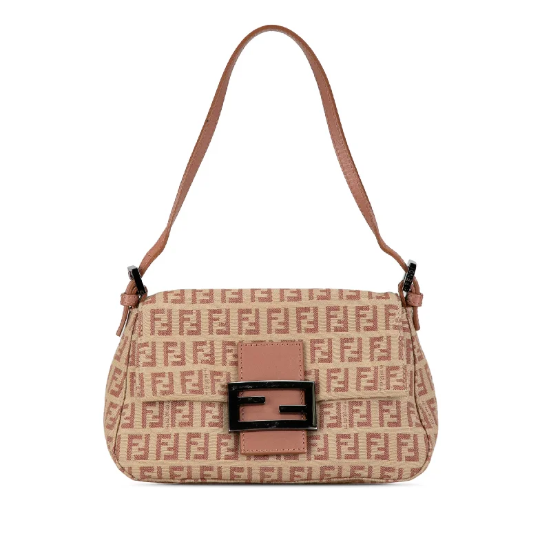 Beige Fendi Mini Zucchino Canvas Mamma Forever Shoulder Bag