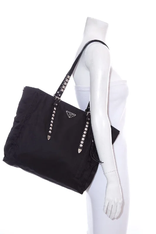 Prada VELA Nylon Studded Tote