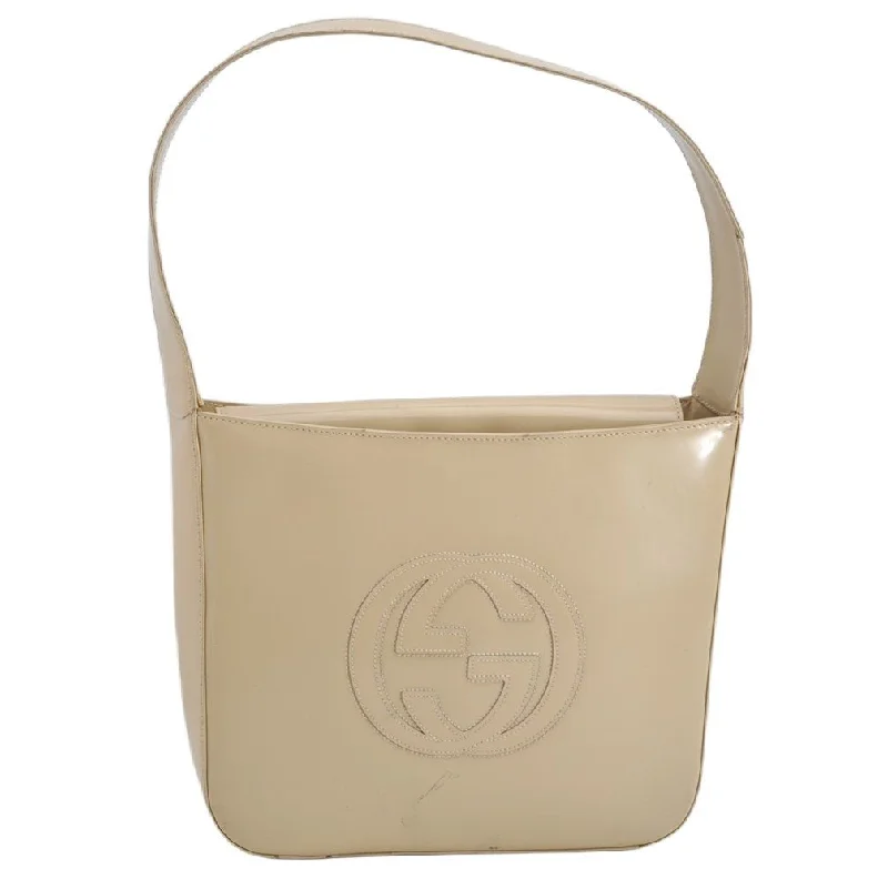 Gucci backpacks for women with a sleek silhouetteAuthentic GUCCI Vintage Shoulder Bag Purse Enamel White Cream Junk 1596K