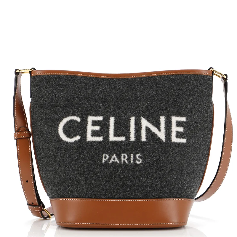 Cuir Logo Bucket Bag Felt with Leather Small