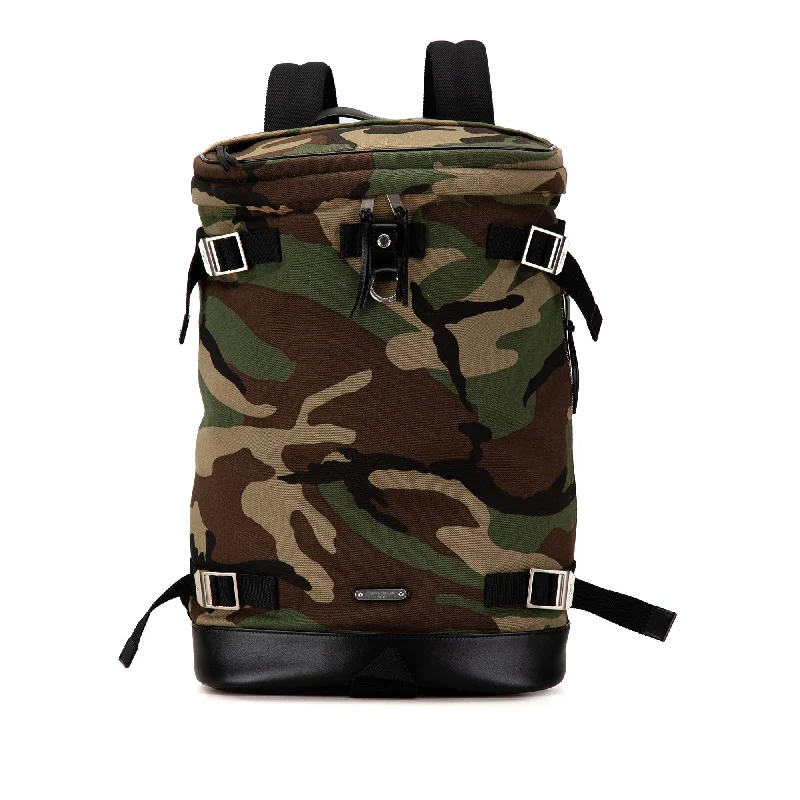 Brown Saint Laurent Canvas Camouflage Race Rivington Backpack