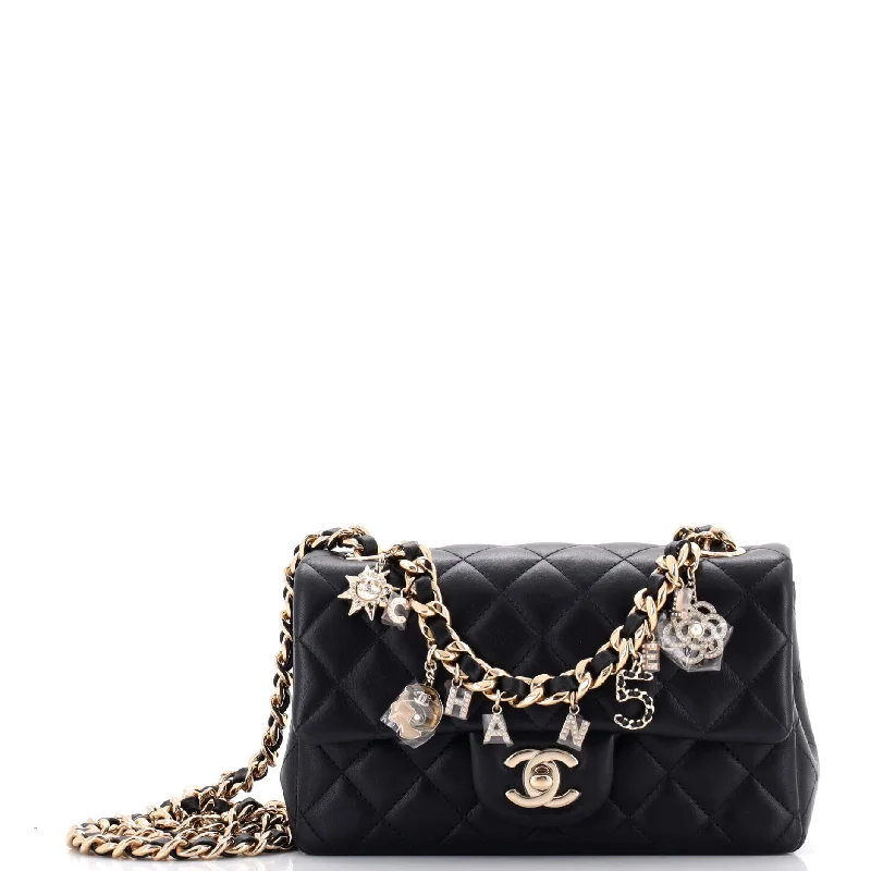 Coco Charms Classic Single Flap Bag Quilted Lambskin Mini