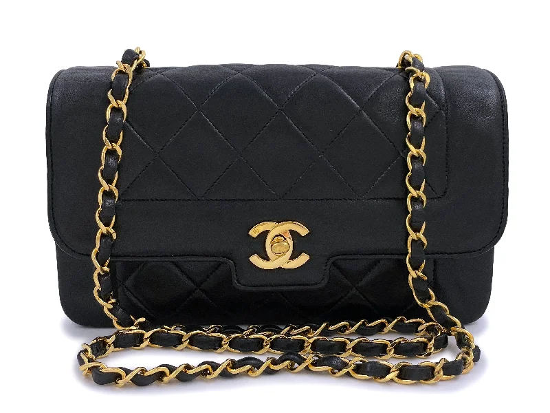 Chanel All - Match Handbag for Versatile StylingChanel 1991 Vintage Small Black Geometric Diana Flap Bag Lambskin