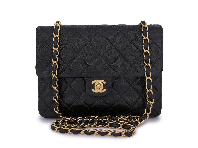 Chanel All - Match Handbag for Versatile StylingChanel 1992 Vintage Black 20cm Mini Flap Bag 24k GHW Lambskin