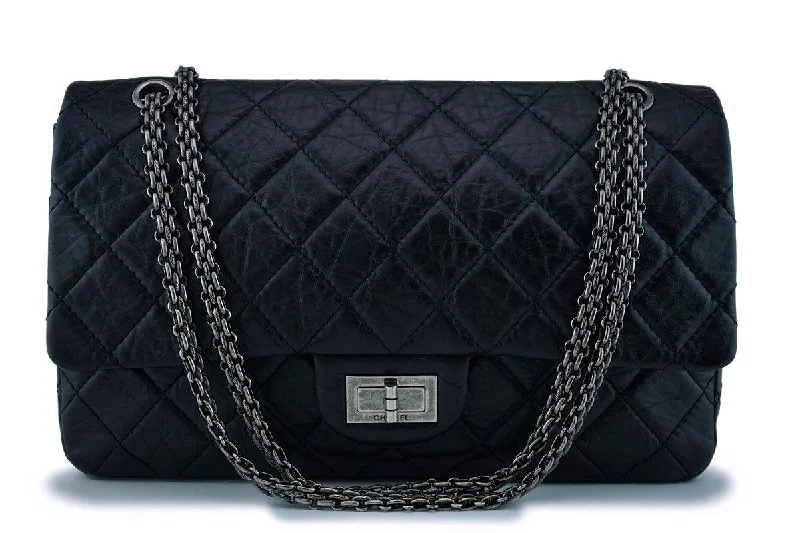 Chanel Limited Edition Handbag for CollectorsChanel Black 2.55 Jumbo 227 Classic Double Flap Bag RHW