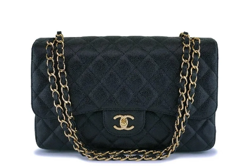 Chanel Quilted Leather Shoulder Bag for FashionistasChanel Black Caviar Jumbo Classic Double Flap Bag GHW