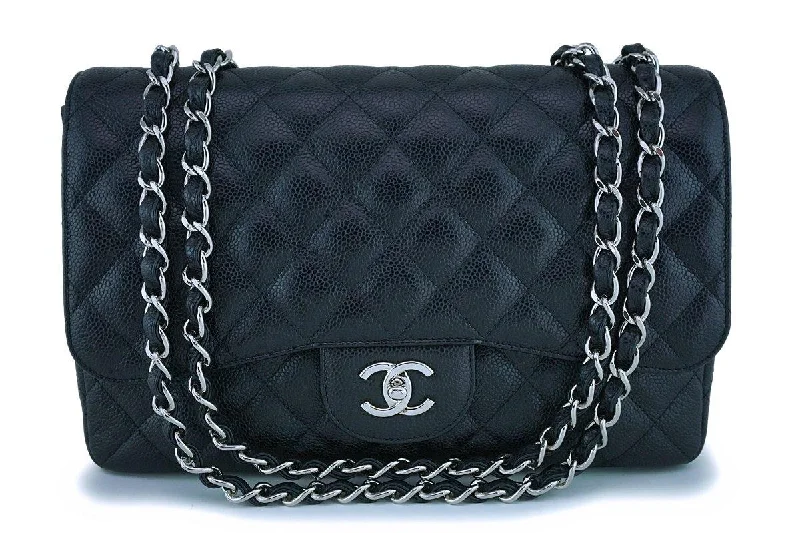 Chanel Vintage Inspired Handbag for Retro LoversChanel Black Caviar Jumbo Classic Flap Bag SHW