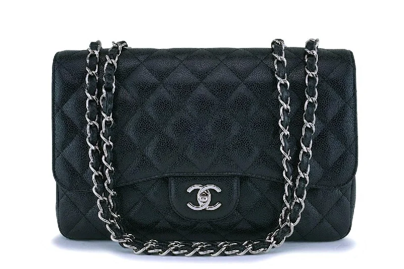 Chanel Luxury Handbag for High - End EventsChanel Black Caviar Jumbo Classic Flap Bag SHW