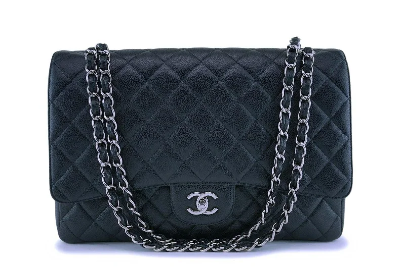 Chanel All - Match Handbag for Versatile StylingChanel Black Caviar Maxi Classic Flap Bag SHW