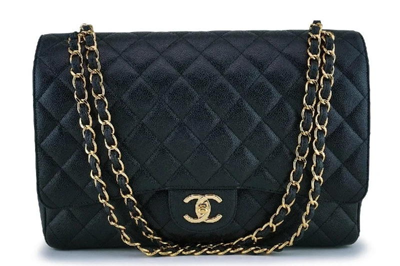 Chanel Designer Handbag with Unique DesignChanel Black Caviar Maxi "Jumbo XL" Classic Double Flap Bag GHW