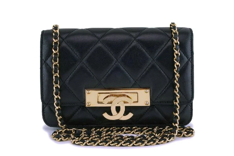 Chanel Quilted Leather Shoulder Bag for FashionistasChanel Black Lambskin Golden Class Wallet on Chain WOC Bag