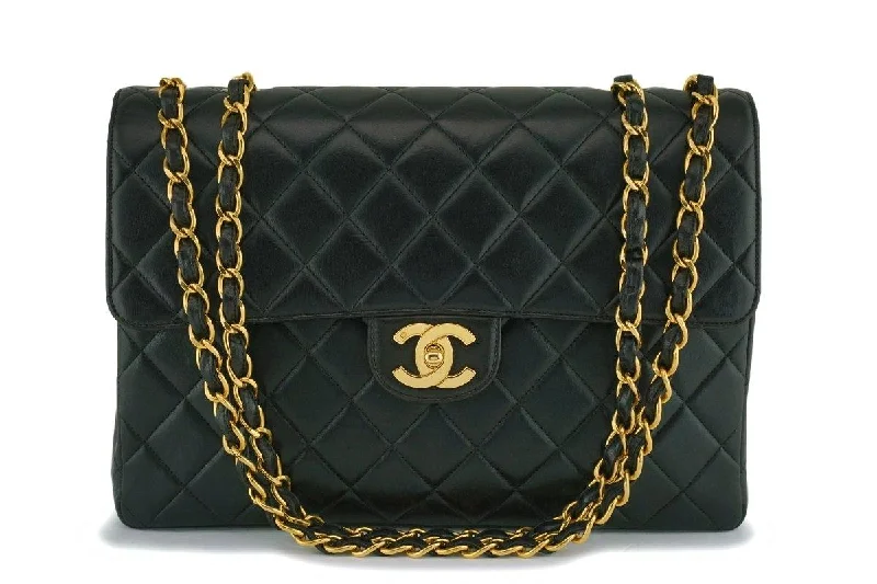 Chanel Luxury Handbag for High - End EventsChanel Black Lambskin Jumbo Classic Flap Bag 24k GHW