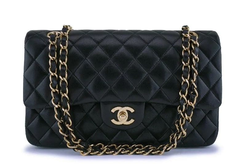 Chanel Quilted Leather Shoulder Bag for FashionistasChanel Black Lambskin Medium Classic Double Flap Bag 24k GHW