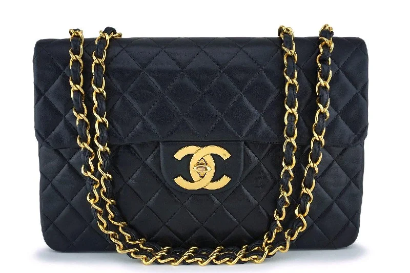 Chanel Classic Flap Bag for Evening PartyChanel Black Lambskin Vintage Maxi Classic Flap Bag 24k GHW