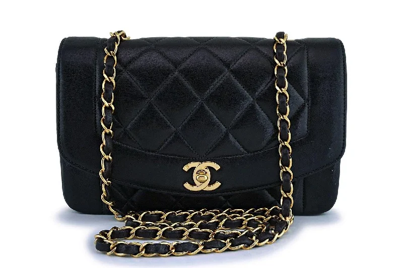 Chanel Lightweight Handbag for Daily ErrandsChanel Black Vintage Lambskin Diana Small Classic Flap Bag 24k GHW