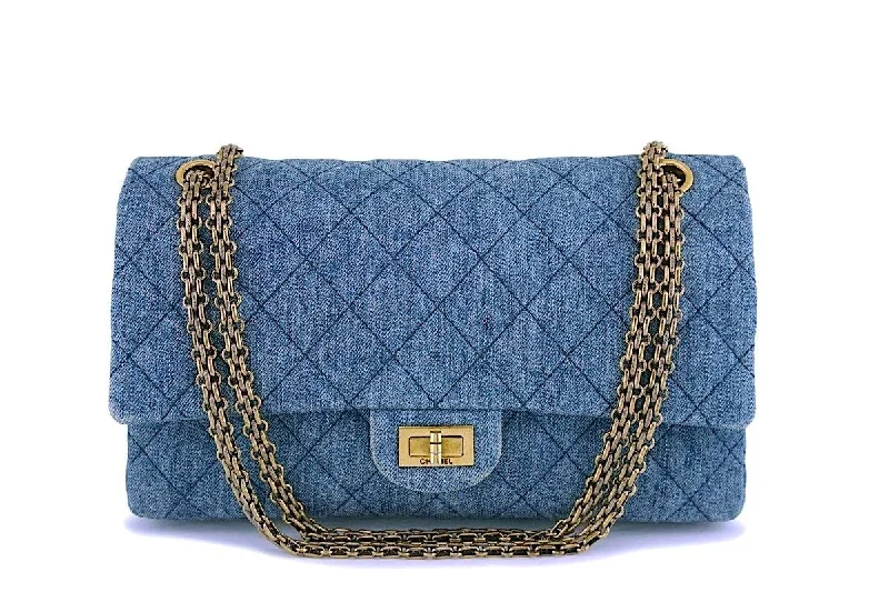 Chanel Designer Handbag with Unique DesignChanel Blue Denim Reissue Medium 226 2.55 Classic Flap Bag GHW