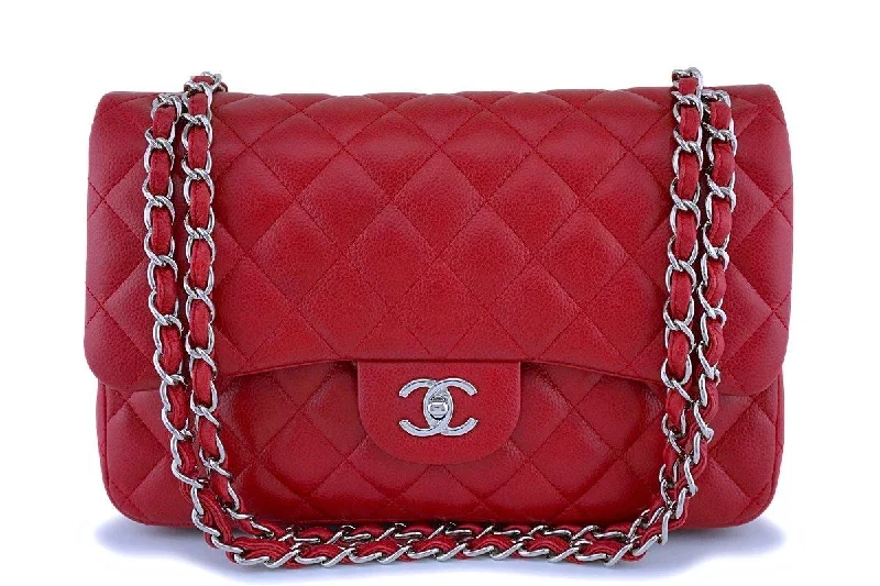 Chanel Black Handbag for Business MeetingsChanel Red Caviar Jumbo Classic Double Flap Bag SHW