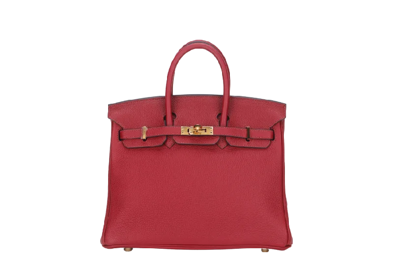 HERMES BIRKIN 25 (STAMP C) ROUGE GRENAT TOGO LEATHER GOLD HARDWARE WITH KEYS&LOCK , RAINCOAT, CARE CARD, DUST COVER & BOX