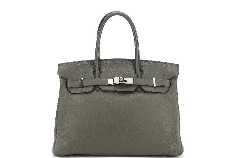 HERMES BIRKIN 30 (STAMP K) VERT ANGLAIS CLEMENCE PALLADIUM HARDWARE, WITH LOCK, KEYS, CLOCHETTE, RAINCOAT, DUST COVER & BOX