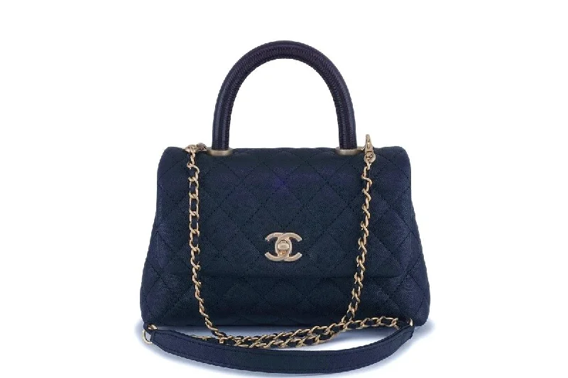 Chanel Lightweight Handbag for Daily ErrandsNIB 20P Chanel Black Caviar Small-Mini Coco Handle Flap Bag GHW