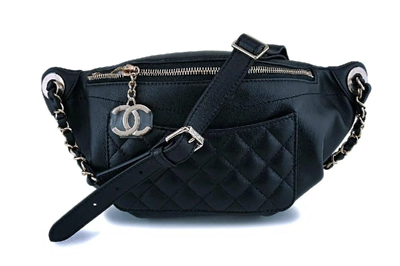 Chanel Medium Tote Bag for Office LadiesNIB Chanel Black Calfskin "Pocket" Banane Fanny Pack Belt Waist Bag GHW