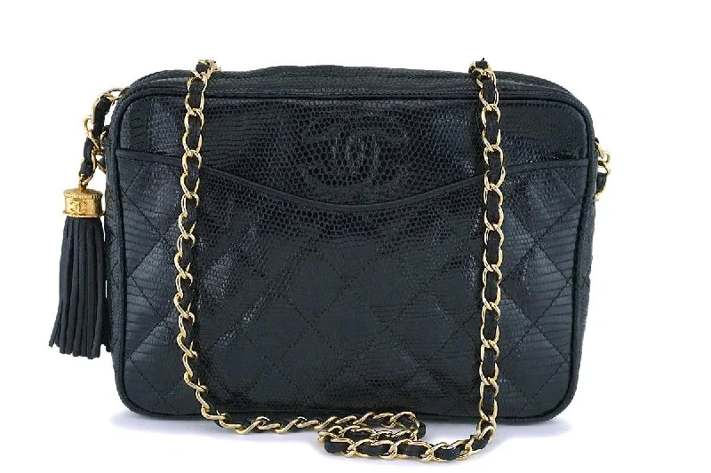 Chanel Lightweight Handbag for Daily ErrandsRare Chanel Vintage Lizard Classic Camera Case Bag GHW