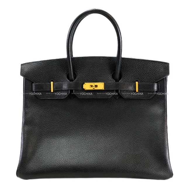 [] HERMES Handbag Birkin35 Noir (Black) Ardennes Gold HW Stamp □G