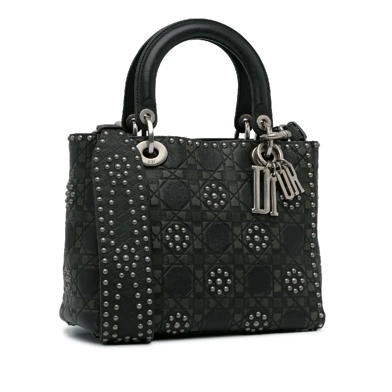 Christian Dior handbags with a removable shoulder strap for versatilityDior Medium Studded Cannage Supple Lady Dior (SMh9P5)