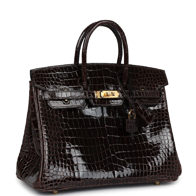 Hermes Birkin 25 Macassar Shiny Porosus Crocodile Gold Hardware