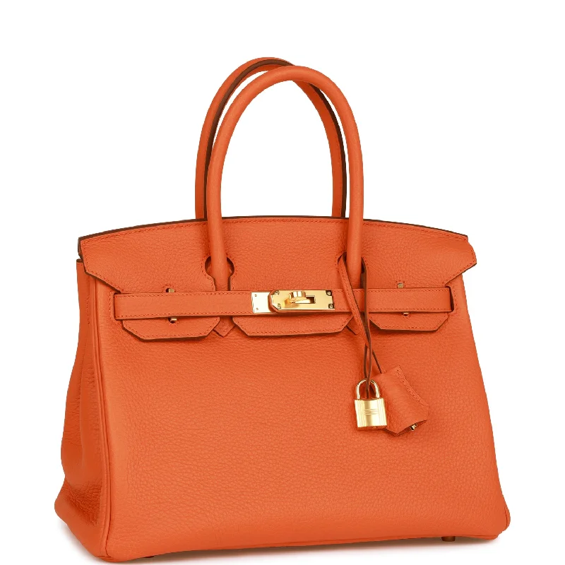 Hermes Birkin 30 Orange Clemence Gold Hardware