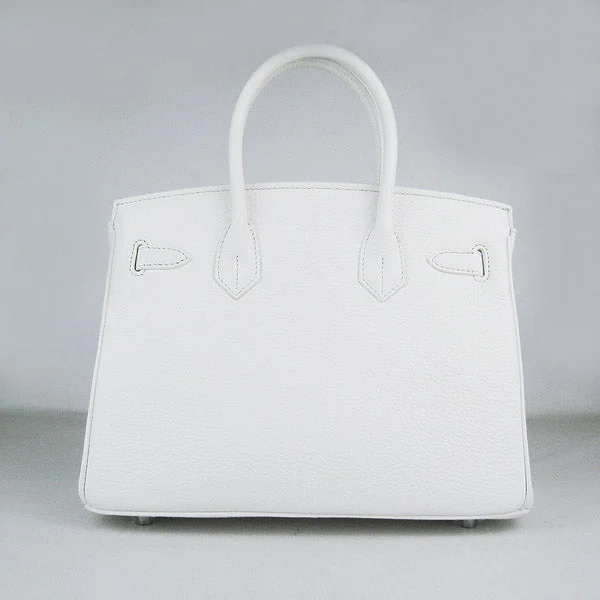 Hermes Birkin 30cm Togo Leather Handbags White Silver