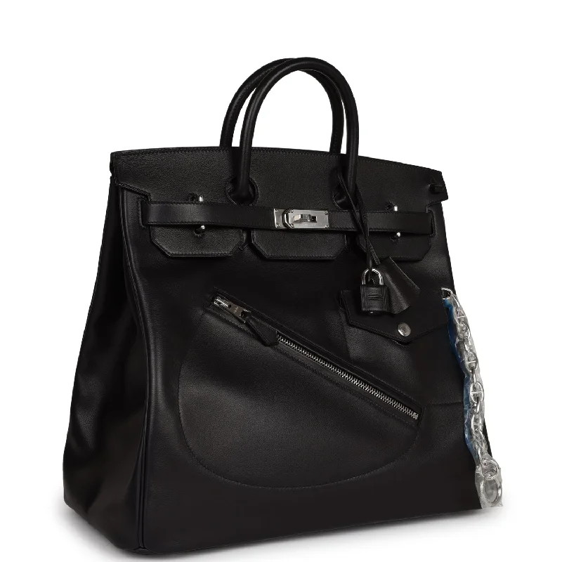 Hermes Birkin 40 HAC "Rock" Black Evercolor Palladium Hardware