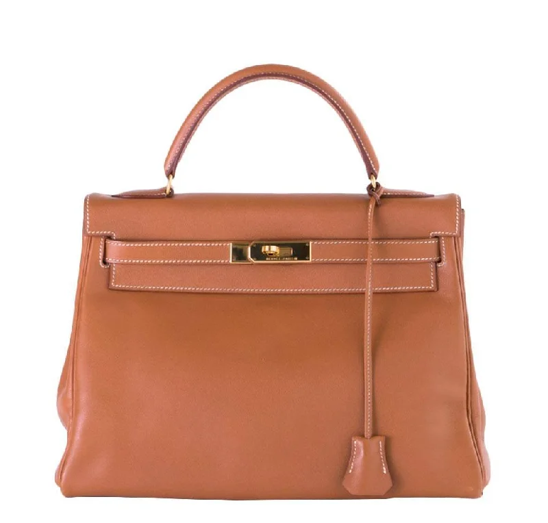 Hermès Kelly 32 Gold Gulliver Leathr Bag GHW