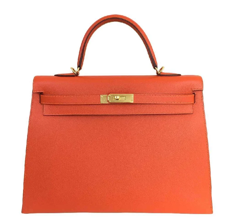 Hermès Kelly 35 Sellier Feu Bag GHW