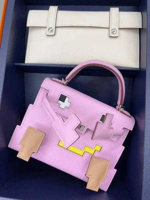 Hermès Kelly Doll Quelle Idole Picto Mauve and Chai Palladium Hardware