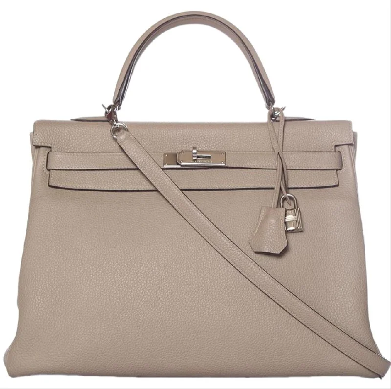 Hermès Kelly Gris Tourterelle 35 Handle Taupe Leather Tote