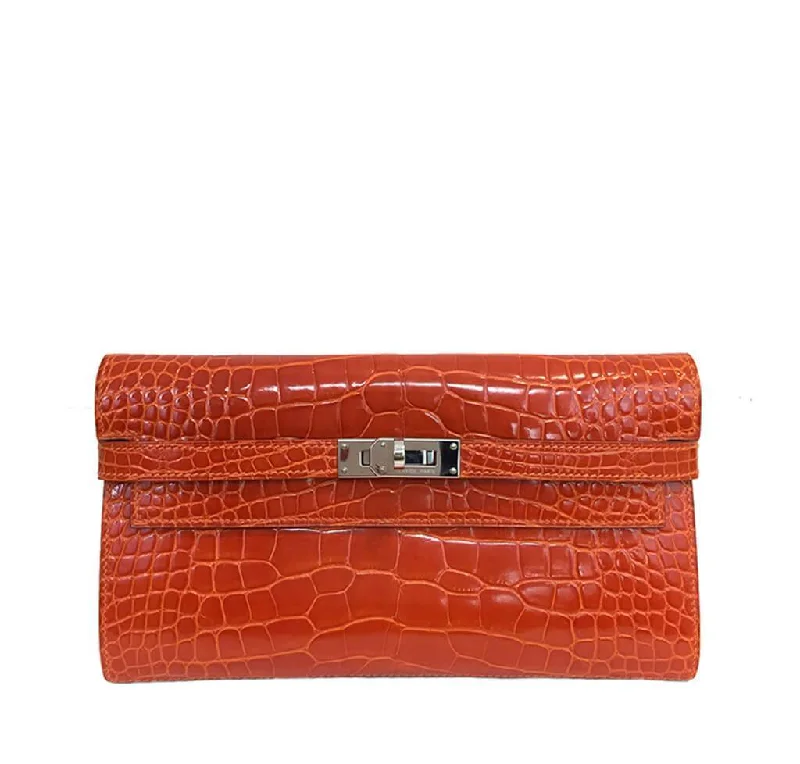 Hermès Kelly Long Wallet Orange Alligator Bag