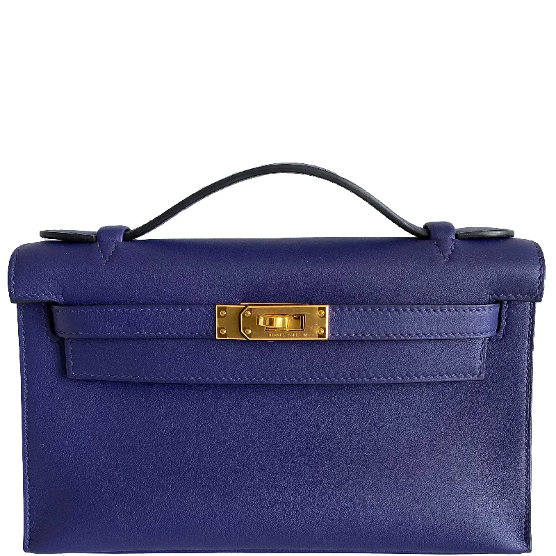 Hermès Kelly Mini Pochette Blue Encre Swift with Gold Hardware