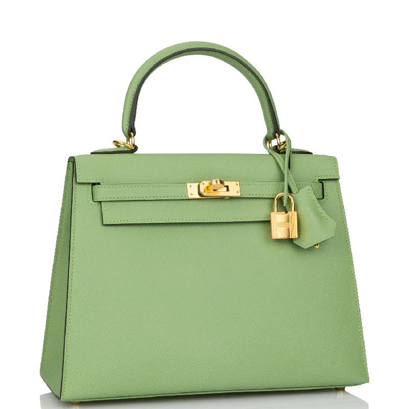 Hermes Kelly Sellier 25 Vert Criquet Epsom Gold Hardware