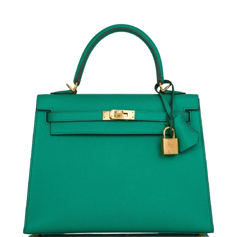 Hermes Kelly Sellier 25 Vert Jade Epsom Gold Hardware