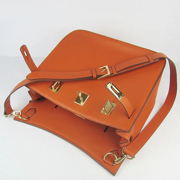 Hermes Leather Shoulder bag H6508 orange golden