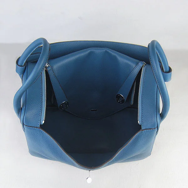 Hermes Lindy 34cm handbag 6208 blue Silver