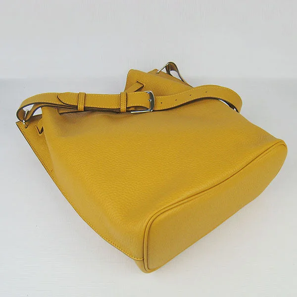 Hermes Nappa Leather Shoulder Bag H2804 yellow Silver