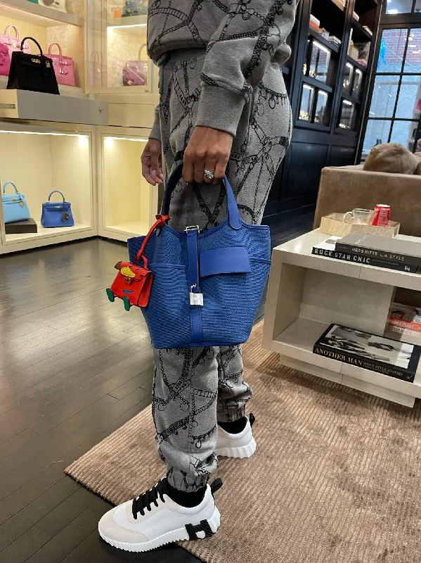 Hermès Picotin Lock 18 Bleu Royal Swift and Bleu Egee Toile Geoland Cargo Palladium Hardware