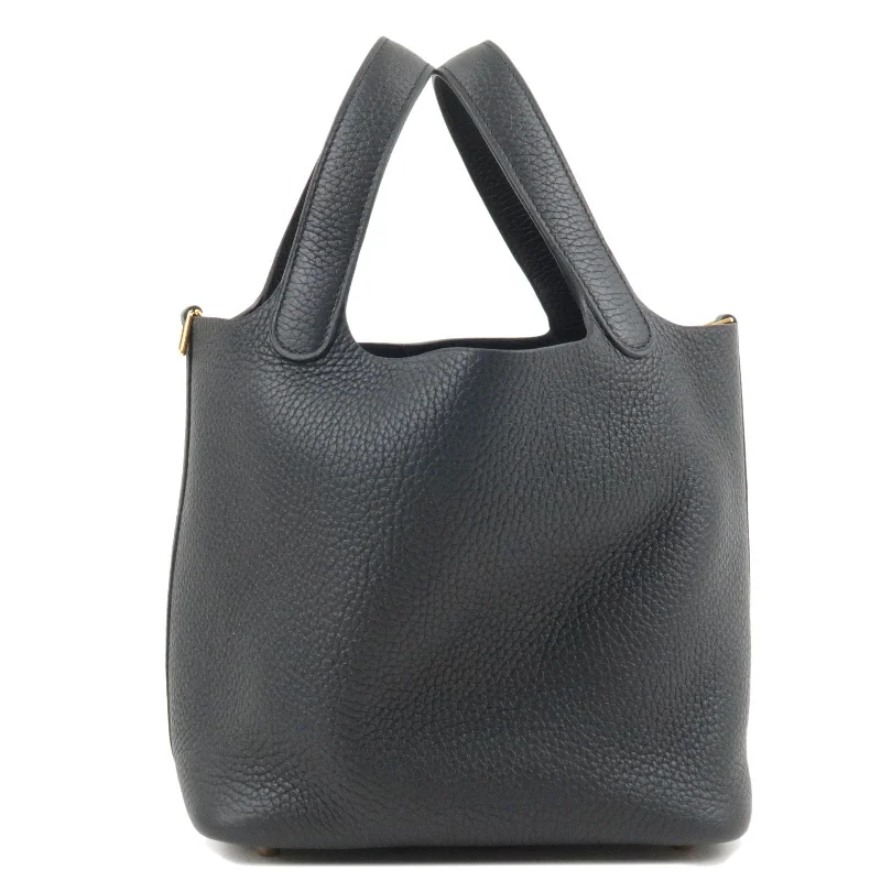 HERMES Taurillon Clemence Picotin Lock PM Hand Bag Black