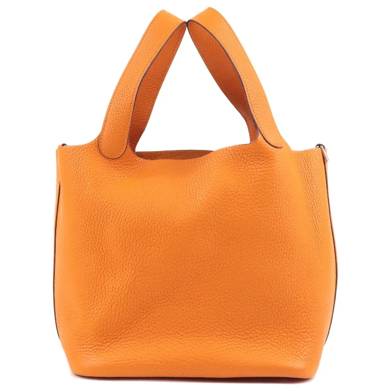 HERMES Taurillon Clemence Picotin MM Hand Bag H Stamped Orange